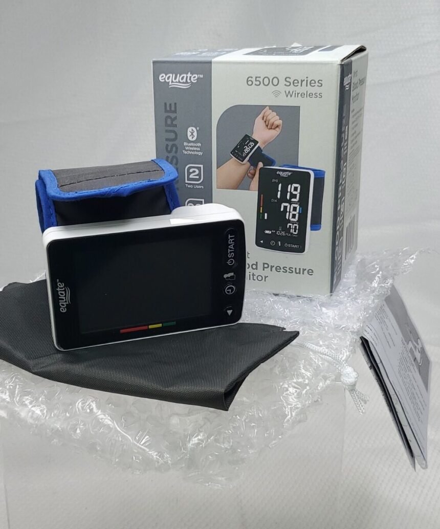 Equate 6500 Series Wrist Blood Pressure Monitor Wireless Bluetooth Technology